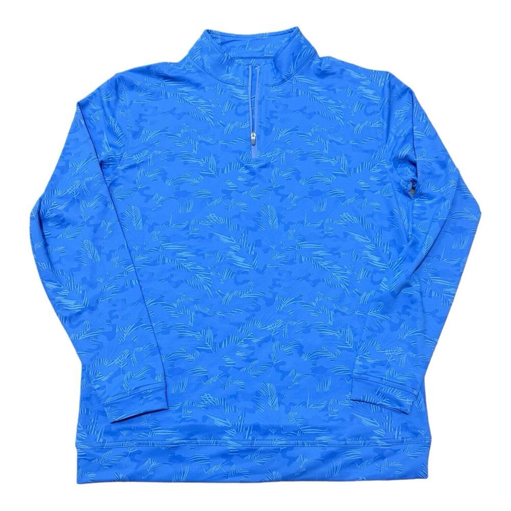 Peter Millar Blue Performance Quarter-Zip Polo